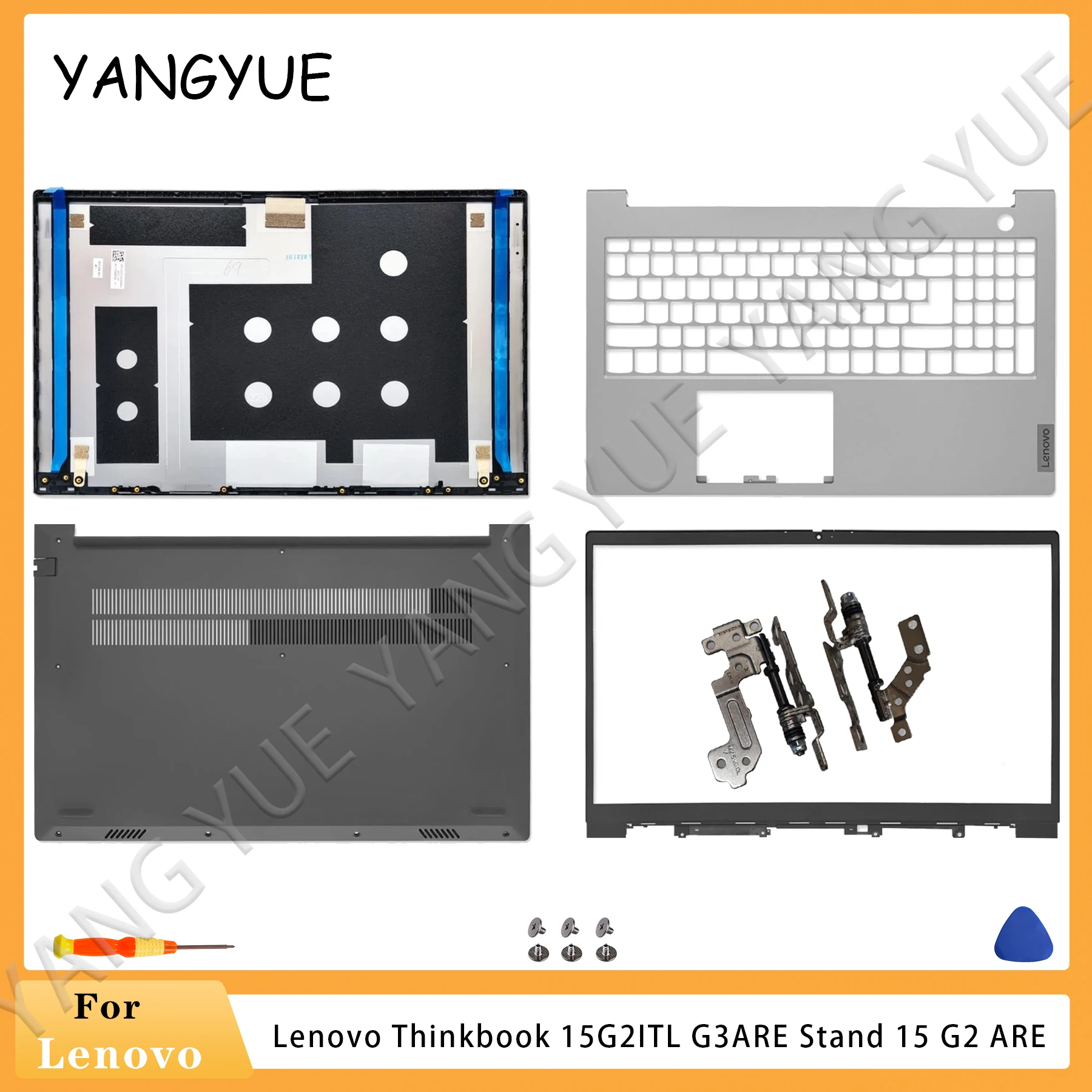 Nowa oryginalna pokrywa do Lenovo ThinkBook 15 G2 ITL ThinkBook 15 G2 ARE LCD Tylna pokrywa obudowy Zawiasy przedniej dolnej obudowy Zawiasy