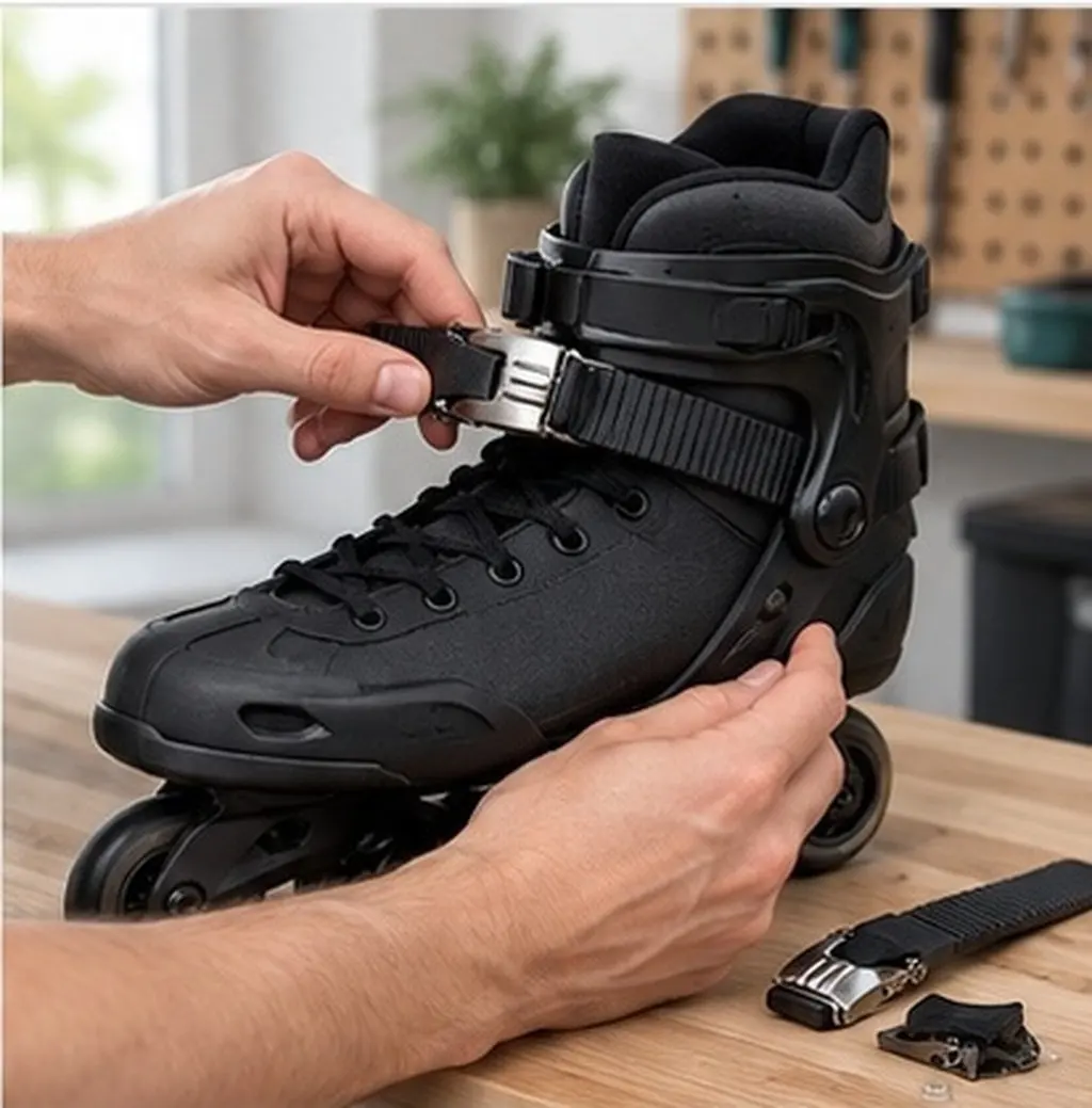 4Set Roller Skate Buckle Straps Black Adjustable Inline Skate Shoe Replacement Fixing Parts Skating Accessories