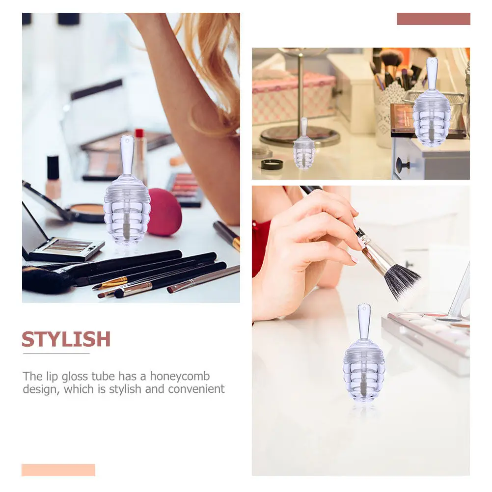 6 tubos transparentes para brillo labial con acabado de panal, envases vacíos para bálsamo labial, para rubor líquido, corrector, lápiz labial, reutilizables