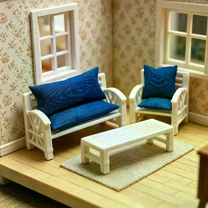 Mini Dollhouse Sofa Model Kit for Pretend Play 1 Set Includes 1:12 Scale Small Chair