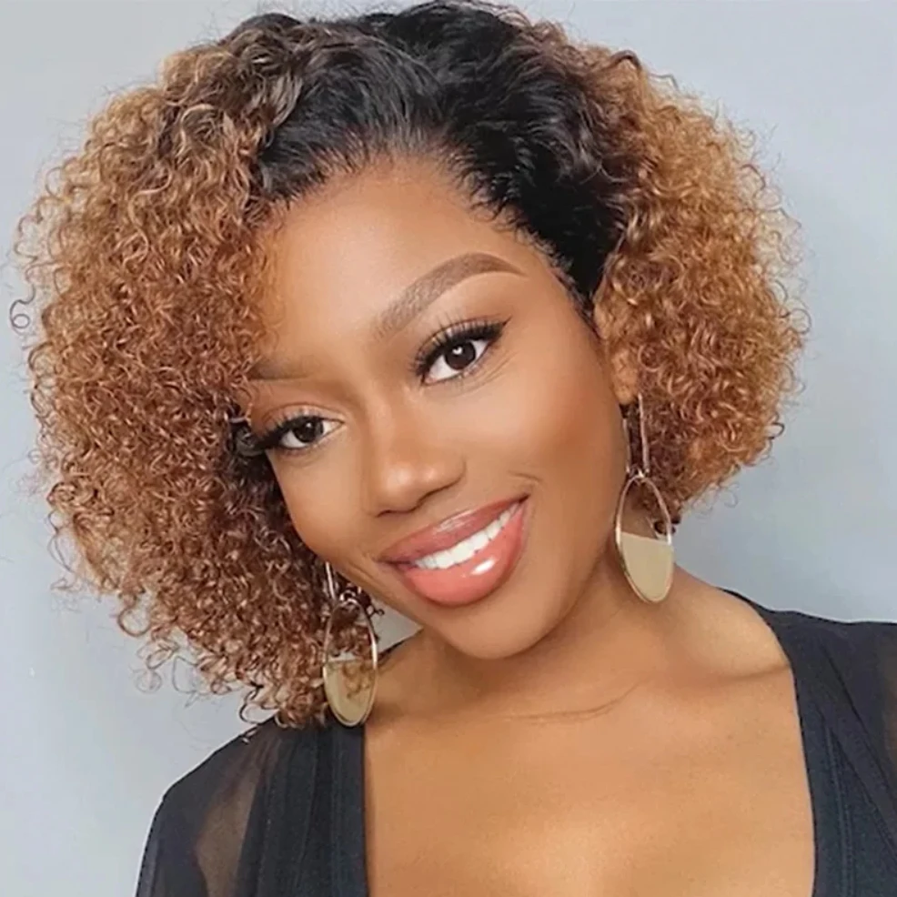 

1B/30 Color 13x4 Transparent Lace Frontal Wig Water Wave Curly Human Hair Wig 150% Density 8Inch Brazilian Remy Human Hair Wig