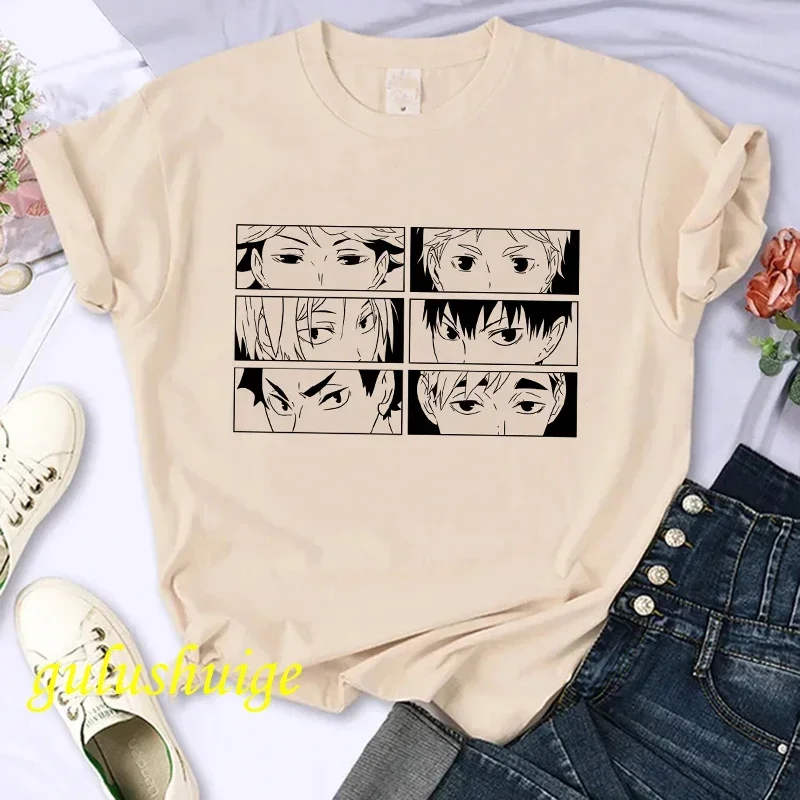 Japanese Anime Oya Oya Oya Haikyuu T Shirt Women  Tops Kuroo Cartoon T-shirt Karasuno Kawaii Fly High Graphic Tees Female Tshirt
