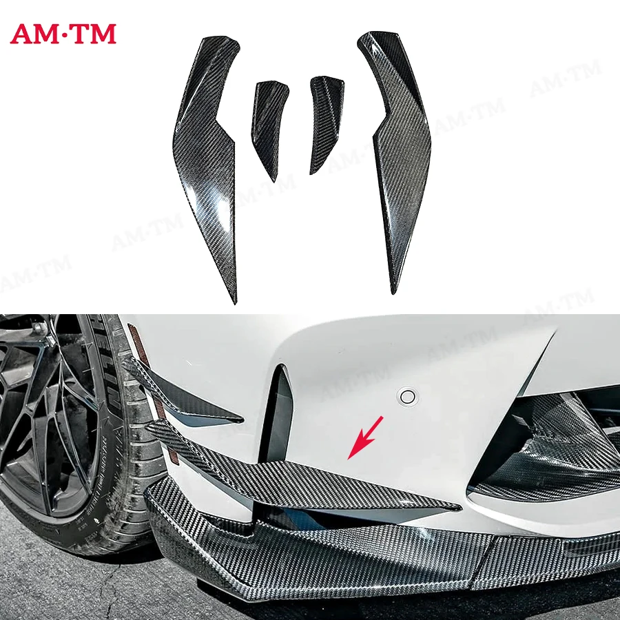 

For BMW M3 G80 M4 G82 G83 Carbon Fiber Car Front Bumper Wind knife Splitter Spoiler Canard Air Knife Surround Trim