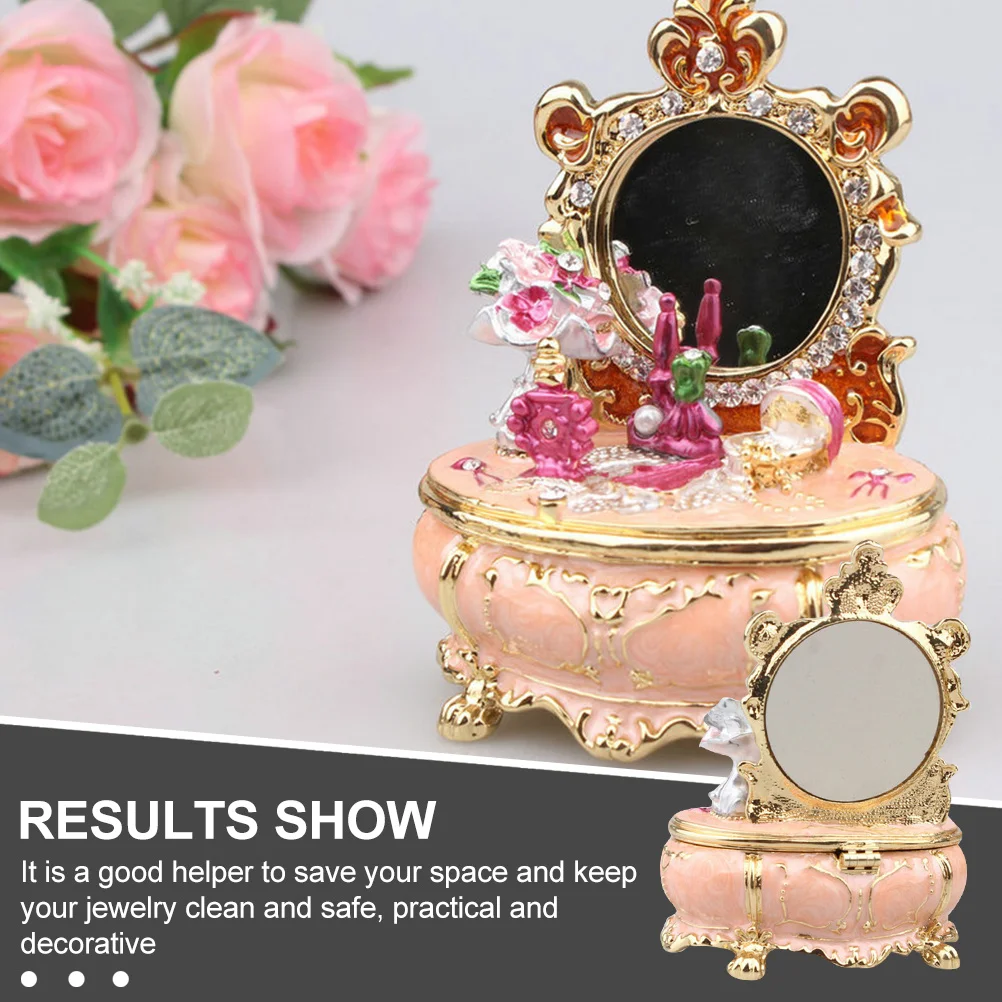 Jewelry Storage Box Zinc Alloy Dresser Shaped Small Desktop Adorn Organizer Ring Necklace Earrings Holder Gift Case