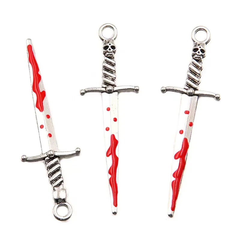 10pcs Halloween Many kinds of  Blood knife Nail Charms Metal Alloy Luxury Fake Blood Knife Nail Art DIY Manicure Decoration