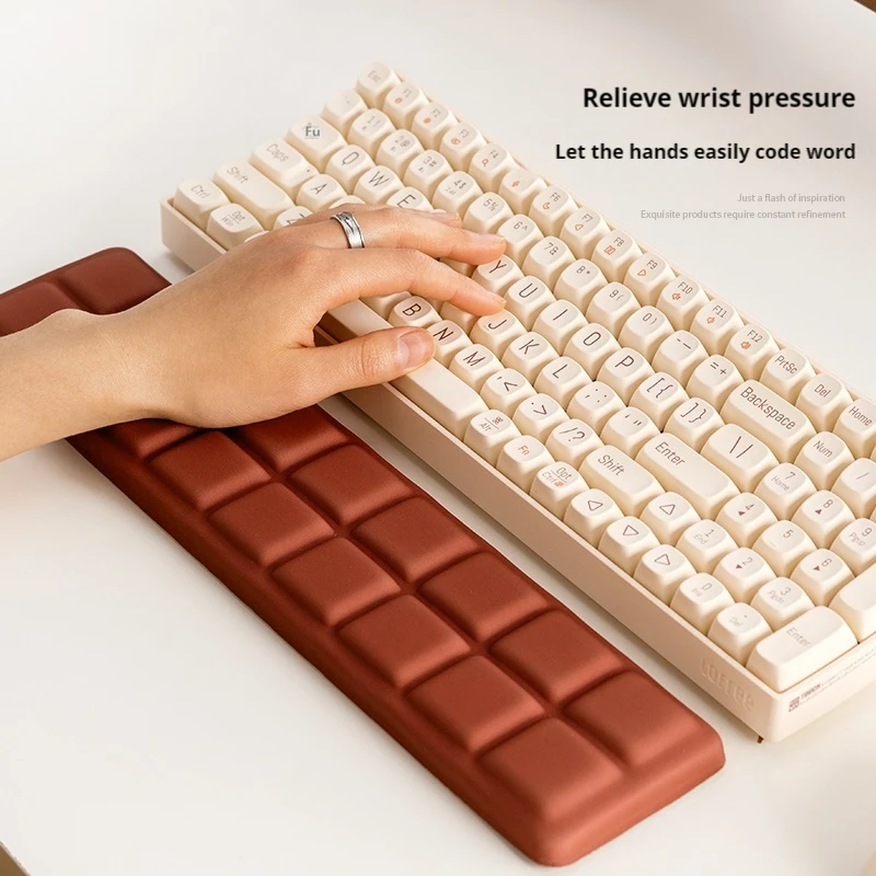 Chocolate Block Office Game Keyboard Memory Cotton Support Professional Keyboard Hand Pad Suitable For Gaming Office Daily Use