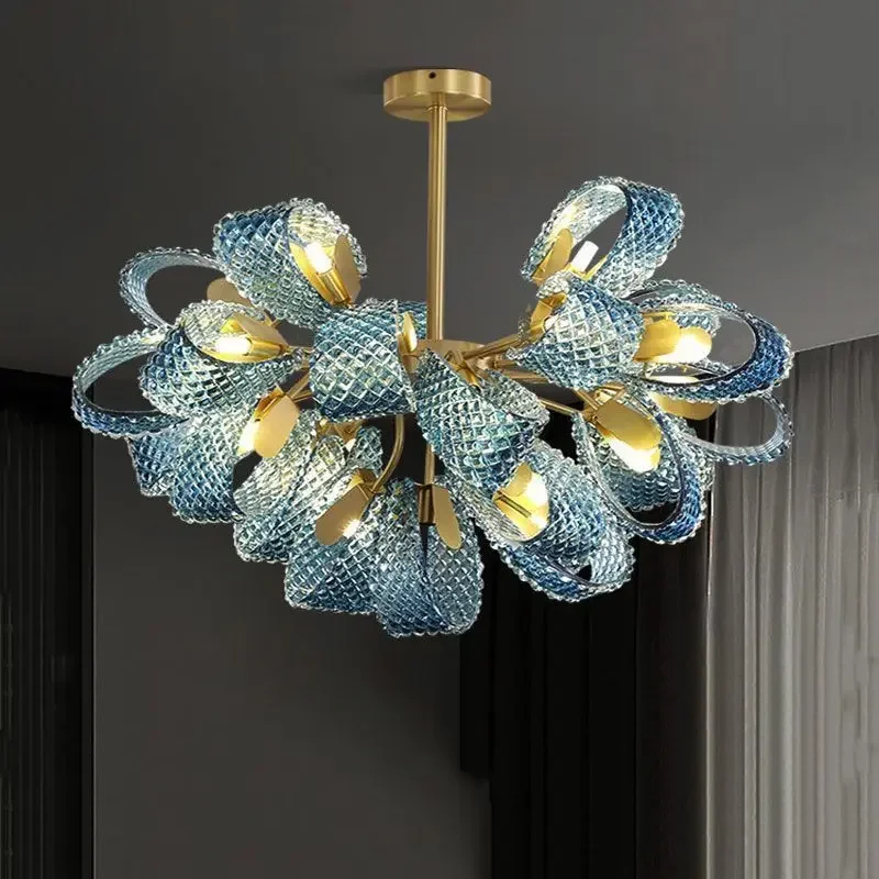 Peacock Leaf Ceiling Chandeliers Modern LED Room Home Luxury Pure Copper Bedroom Lamp Restaurant Lamps for Living Room