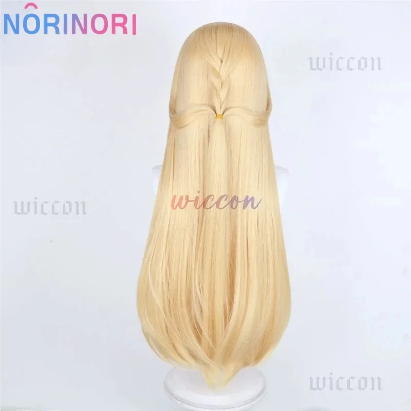 Wig Cosplay CyWuthering Waves Cartethyia Fleurdelys Rambut Panjang Pirang Beige Hiasan Kepala Telinga Tanduk Alat Peraga Pesta Halloween