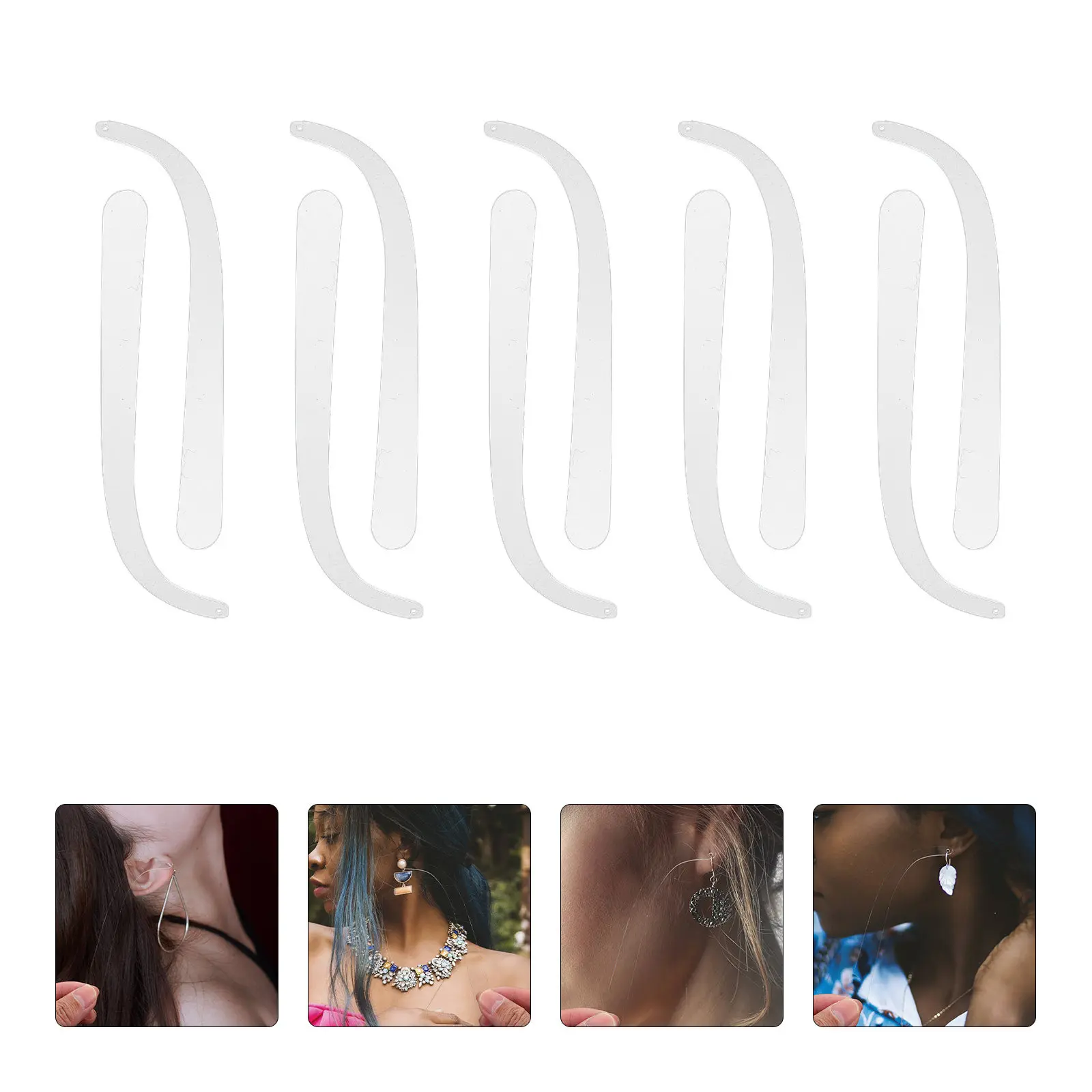 10Pcs Transparent Earring Try on Sticks Clear Acrylic Lightweight Jewelry Display Stand Portable Use Earring Try on Sticks