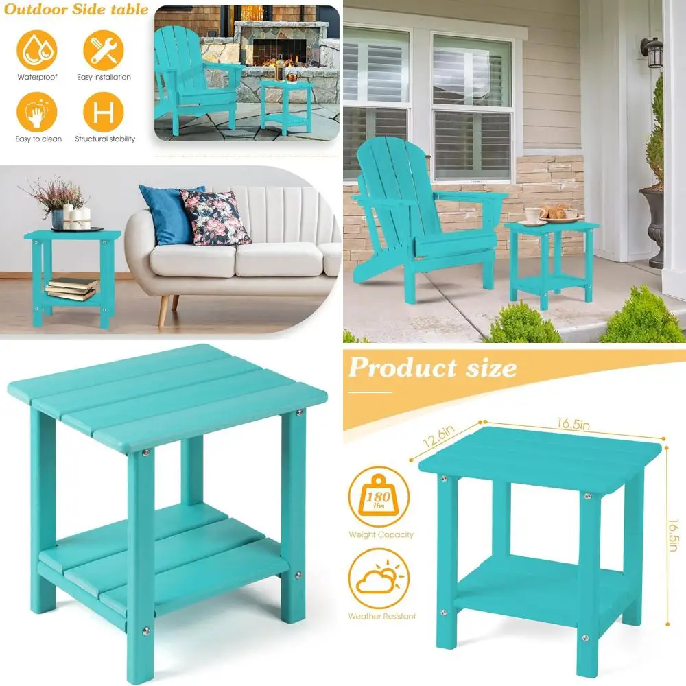 طاولة جانبية للفناء مقاومة للعوامل الجوية بطبقتين، 16.5 طاولة نهاية خارجية للشرفة ومنطقة حمام السباحة #1