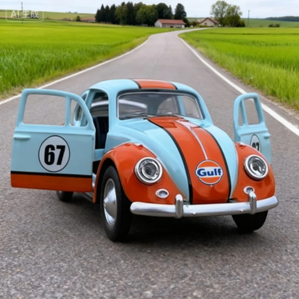 Volkswagen Beetle 1:36, com portas que abrem, motor de fricção, brinquedo colecionável, presente festivo