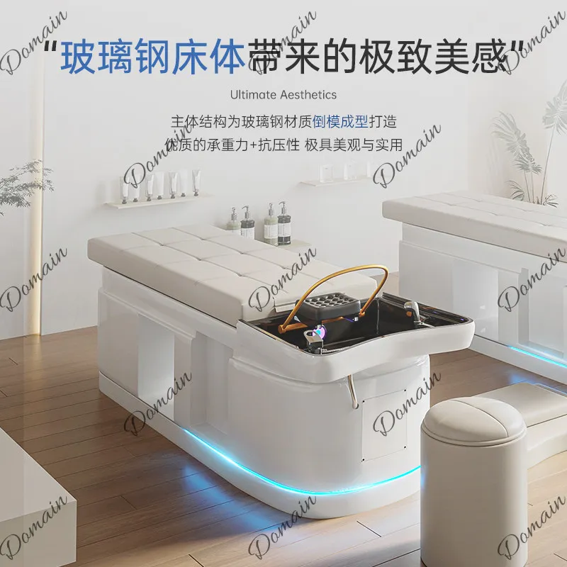 Premium fiberglass shampoo bed Beauty salon Barber shop special water circulation fumigation massage integrated bed