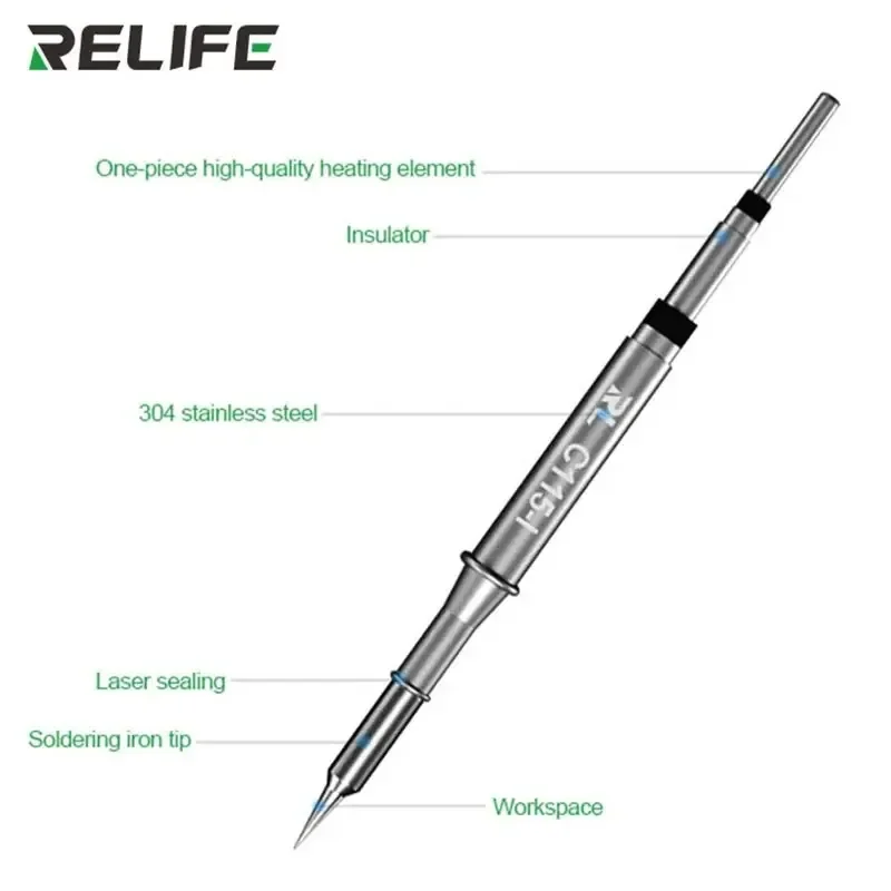 RELIFE C115-K/I/IS Nano-level Universal T115 Handle Soldering Iron Tip Pointed Elbow Blade For C115 Series Soldering Station