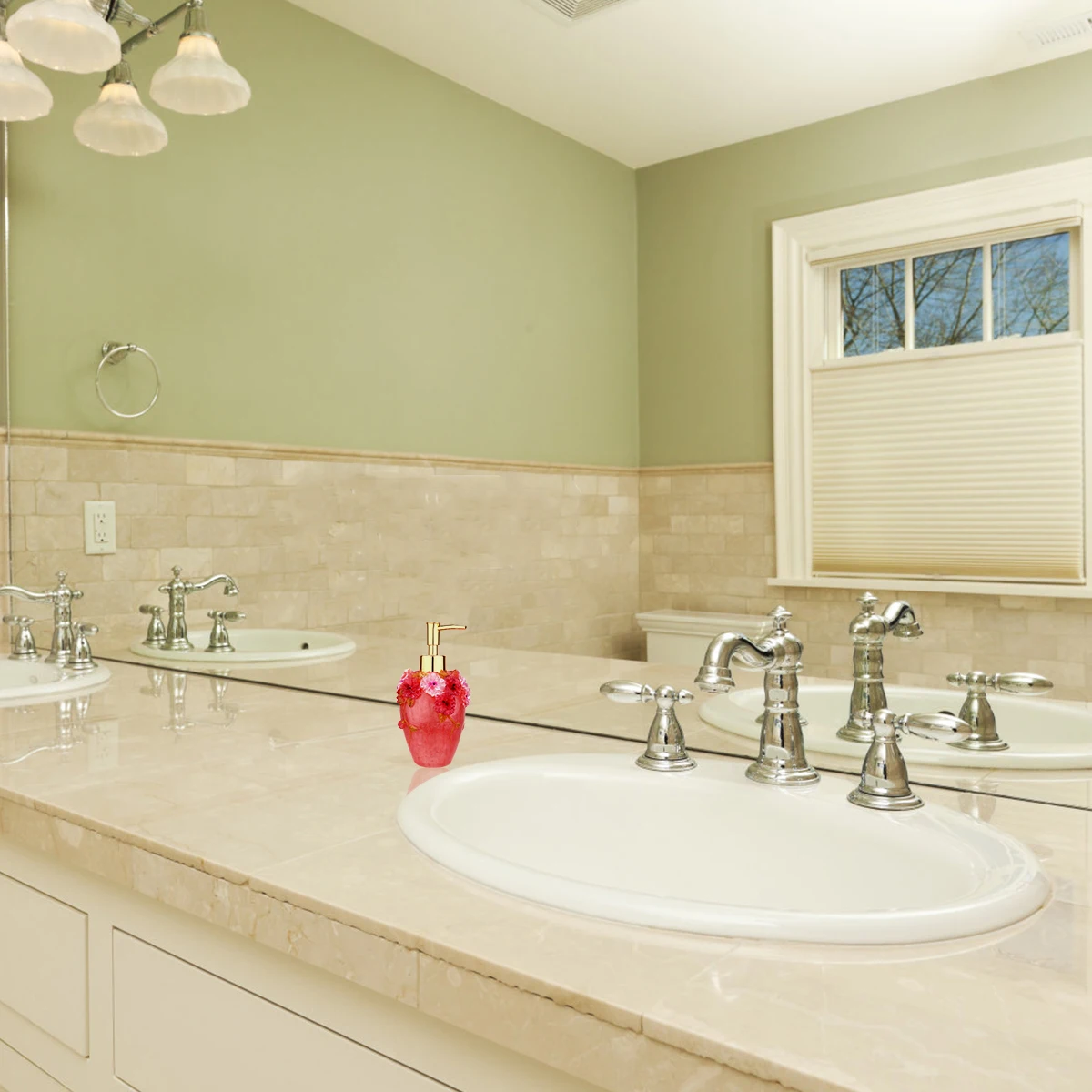 

300Ml Elegant European Style Pump Bottle for Body Wash Shampoo Lotion Refillable Resin Dispenser Portable Empty Container Hand