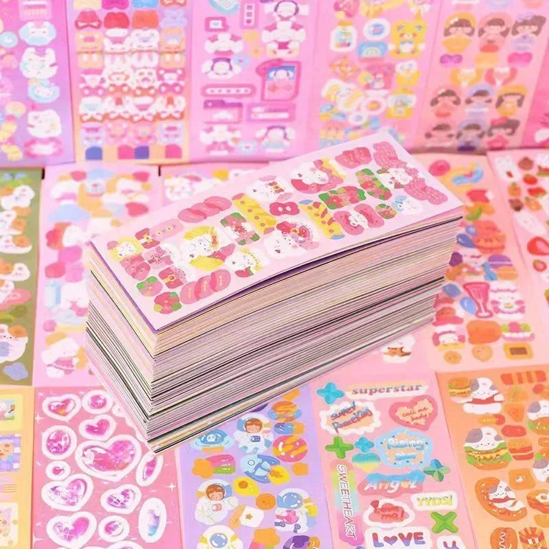 200PCS No-Repeated Sheet Stickers for Kids Kpop Pretty Aesthetic Cute Set Pack DIY  Girl Toy Decor Stationery Scrapbooking