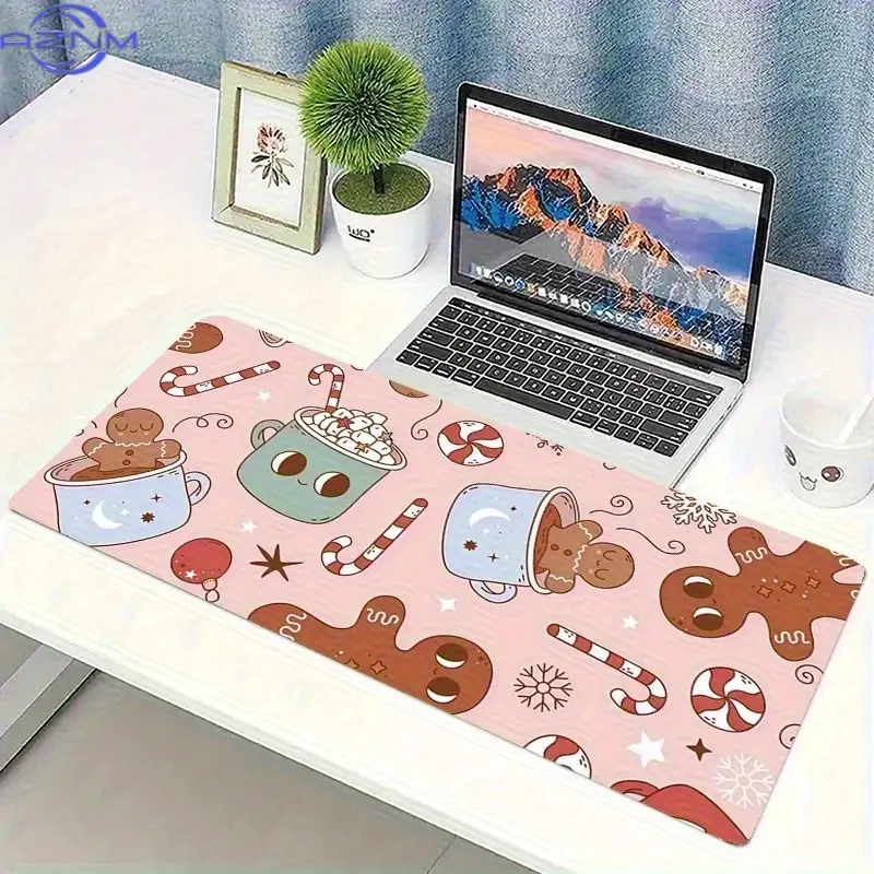 1pc a Christmas-Themed Sturdy Rubber Desk Mat - a Fashionable Gaming Mouse Pad Featuring Festive Patterns (Gingerbread, Snowflak