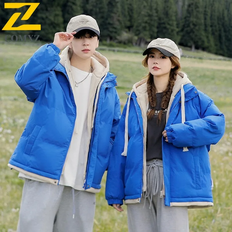 Giacca da uomo con cappuccio per il tempo libero all'aperto Parka invernale Piumino ispessito foderato in pile Capispalla termico da strada antivento impermeabile