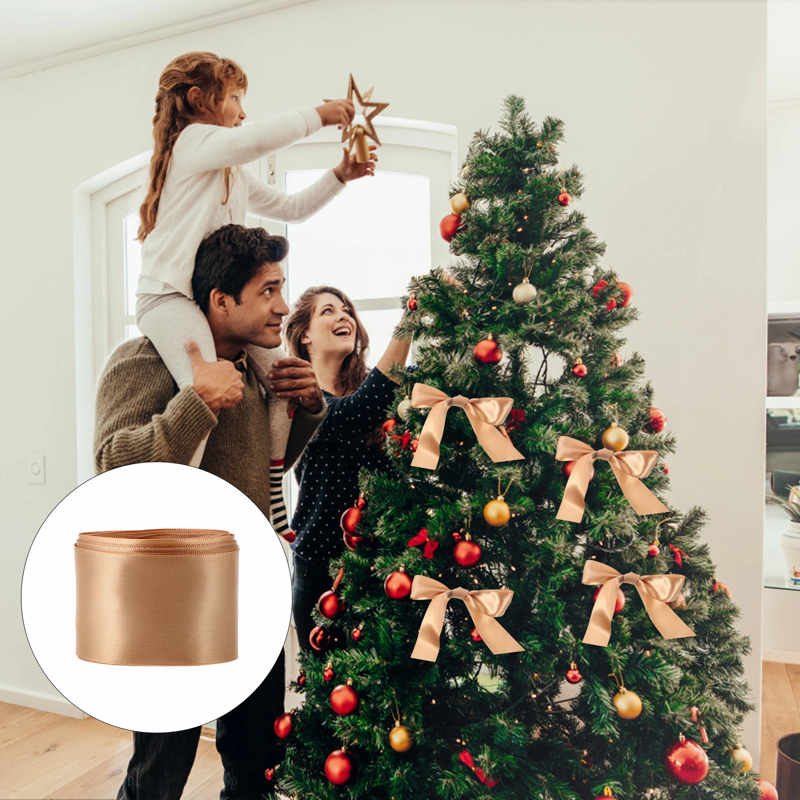 

2 Rolls 5cm Wide Satin Ribbon for Gift Wrapping DIY Decorative Bowknot Craft Festival Packaging Present Twine White