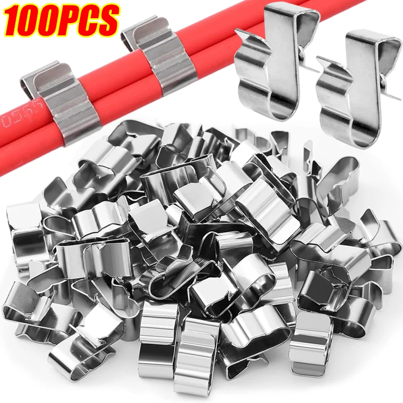 100/10PCS Clips para Cables de Panel Solar de Acero Inoxidable, Abrazaderas de Fijación para Cables Fotovoltaicos para Paneles Solares, Embarcaciones de Pesca y Remolques
