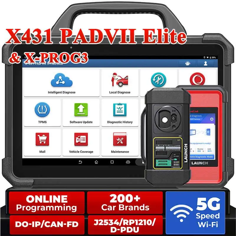 New LAUNCH X431 PAD 7 & X-PROG3 Set Automotive Diagnostic Tool PADVII All Key Lost Key Programmer Immobilizer