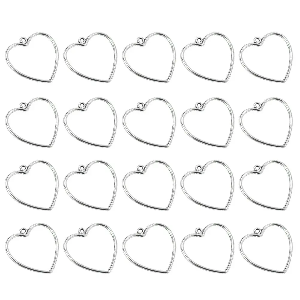 

20 шт. серебристых подвесок-сердечек из сплава для изготовления ожерелий, браслетов, серег, украшений, шармов, подвесок из сплава