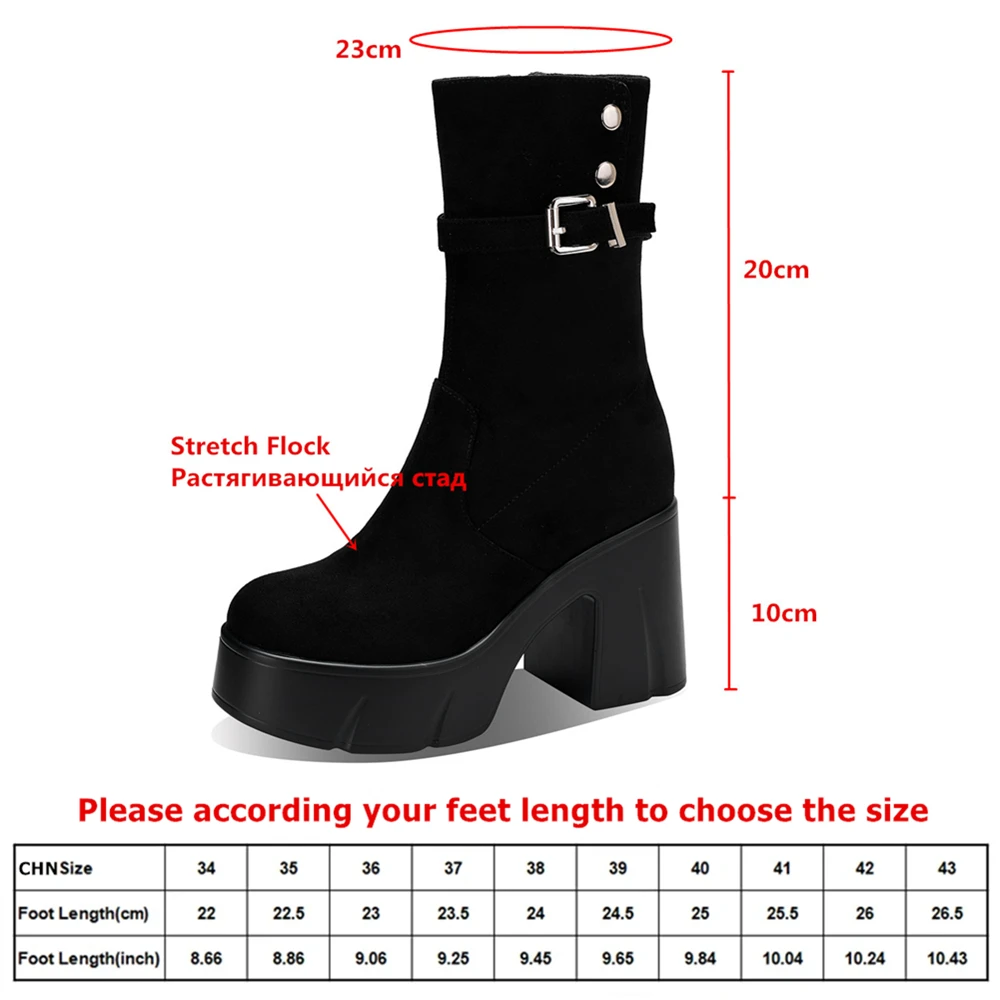 MILI-MIYA Women's Round-Toe Stretch Fleece Ankle Boots With Extra-High Chunky Heels—Classic Platform Handcrafted Women's Boots