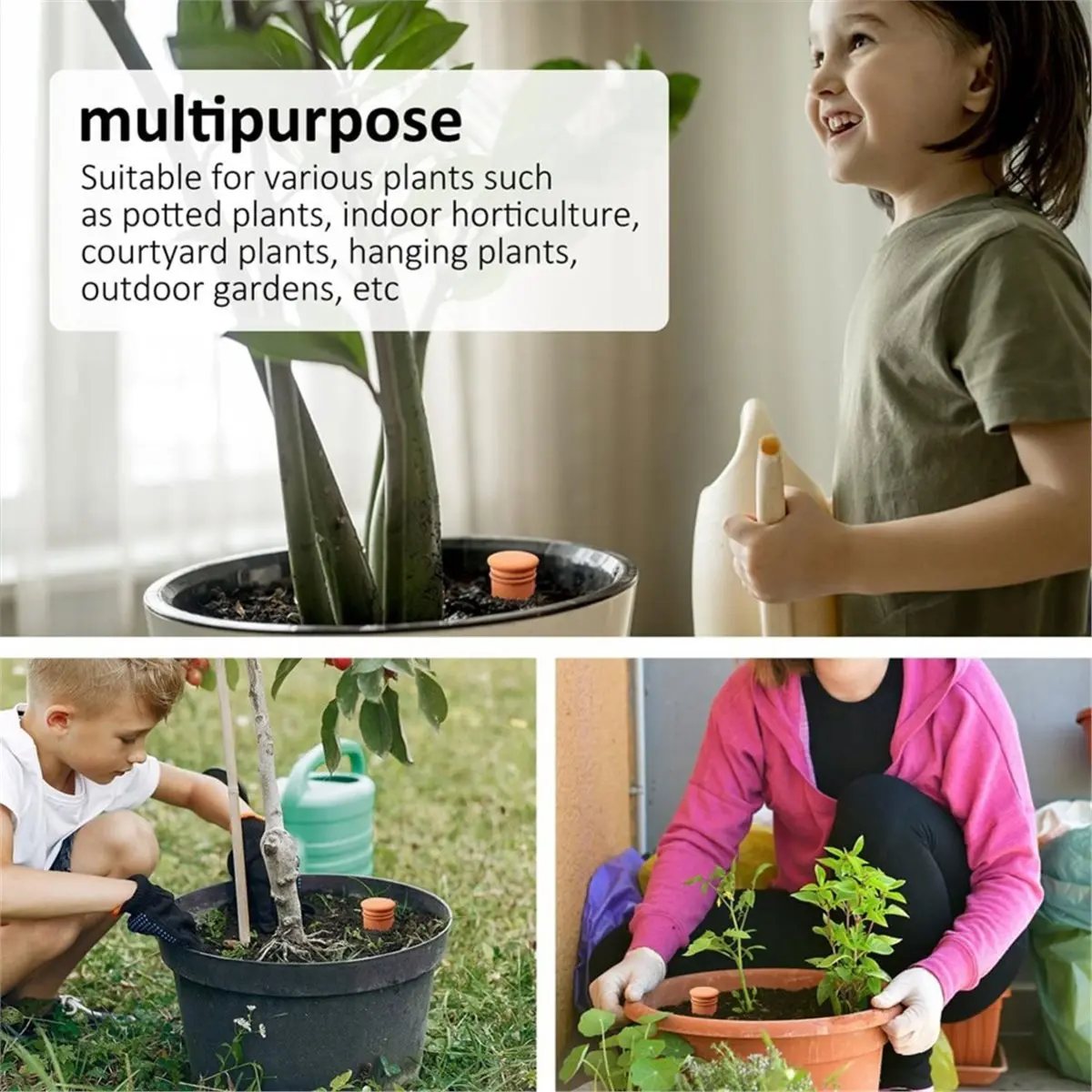 AA83 4pcs 3.1inch Plant Watering Globes Clay Watering Pot with Lid TerraCotta Clay Irrigation Globes