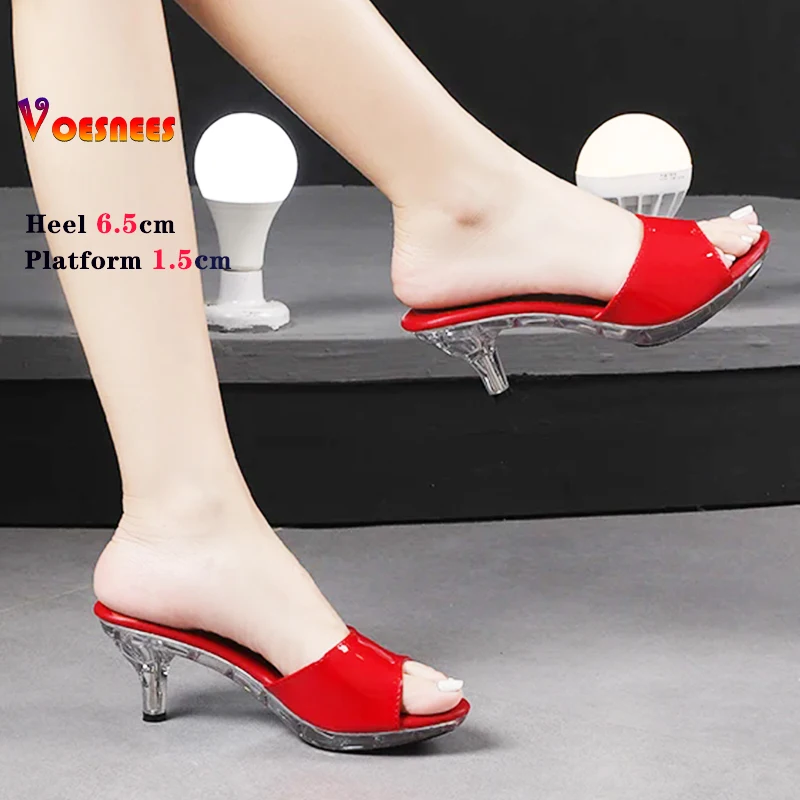 Voesnees Brand Women Summer Slides High Heels Candy Color Open Toe Casual Slippers Platform Sandals Female Everyday Home Shoes