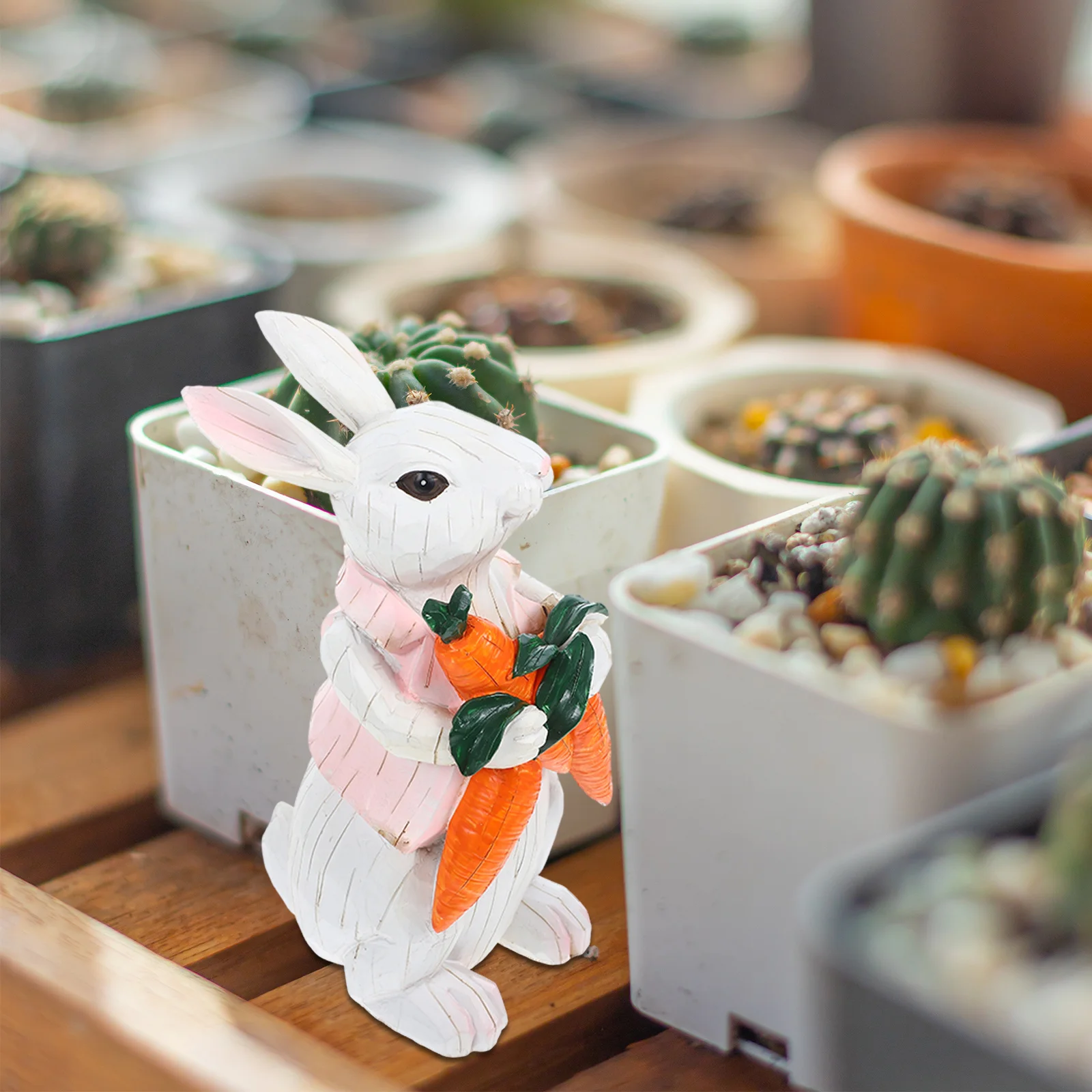 

Rabbit Bunny Statue Resin Durable Garden Ornament Cartoon Animal Sculpture Desktop Decoration Micro Landscape Rabbit Statue