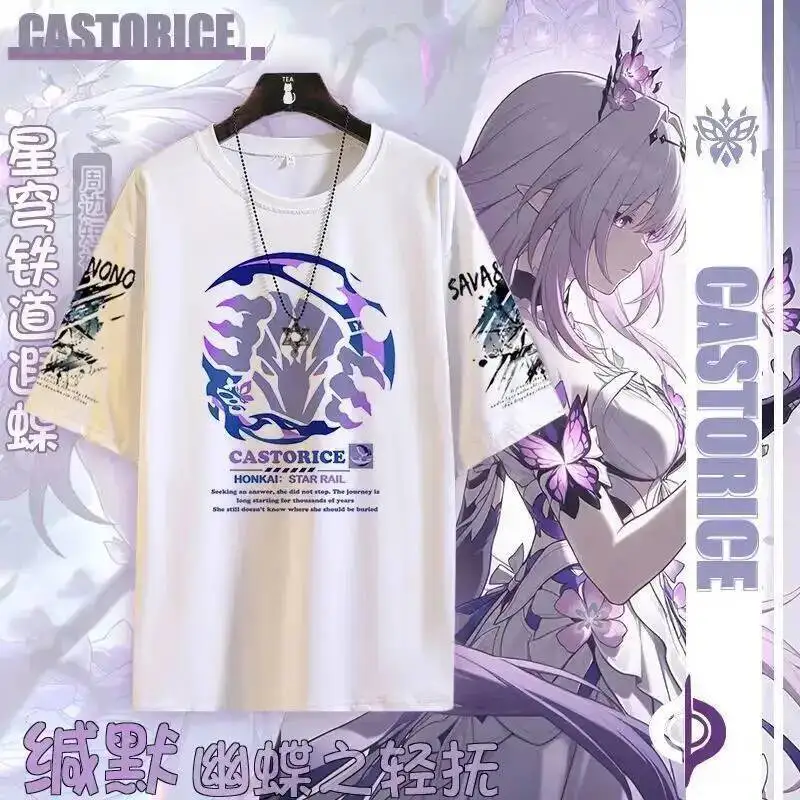

Аниме-игра Honkai: Star Rail Cos Sparkle Kafka Robin Jingliu Huohuo и т. д. Повседневная футболка унисекс с половиной рукавом 2025 года в подарок