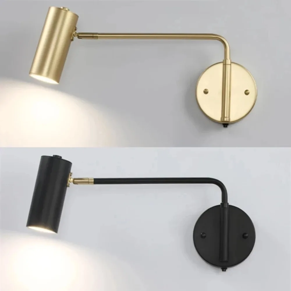 Nordic Wall Lamp for Bedroom Foldable Led Wall Light Fixture Adjustable Angle Gold/black Indoor Lighting for Home Bedside Lights