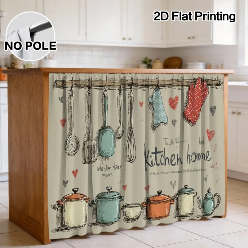 VIKAMA 2D Kitchen Cabinet Curtain, Velcro Cabinet Cover Curtain, Dustproof Cabinet Curtain, Home Decoration