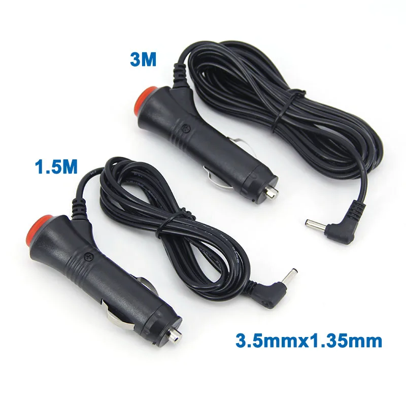 DC 12V 3.5mm X 1.35mm 3.5mm Plug Car Cigarette Lighter Power Adapter 1.5M 3M with On/Off Switch Cable for GPS Radar Detector U