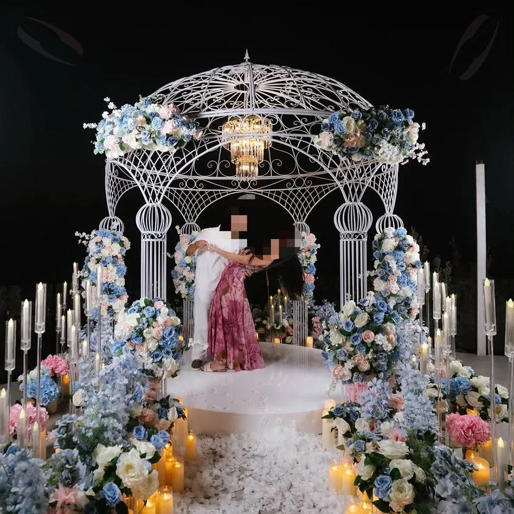 

Events Decor Flower Decoration Round White Stainless Steel Arch Wedding Chuppah Backdrop Arches For Rental