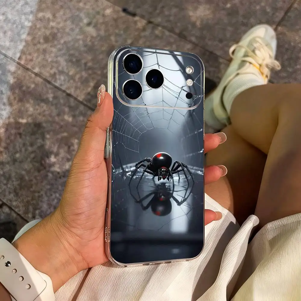 Custodia per telefono Danger Art Black Widow Spider per iPhone 14,13,12,11,17,16,15,Pro,Max,Plus,X,XS,XR,SE,Mini Cover morbida trasparente