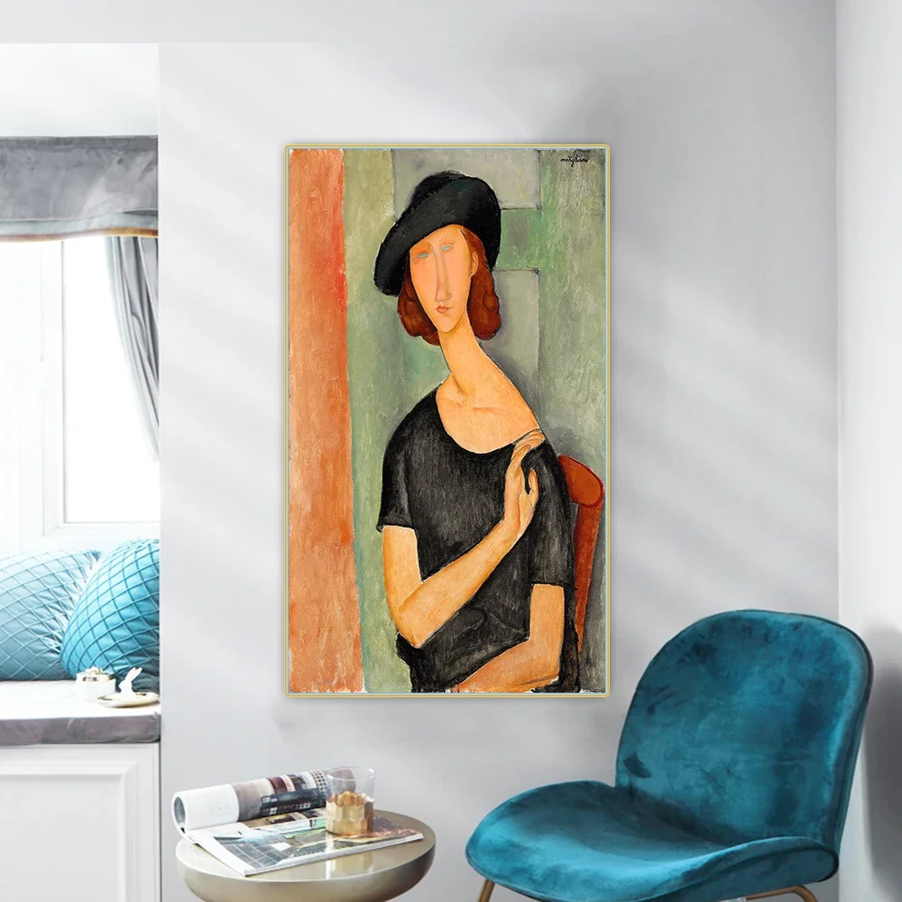 Amedeo Modigliani《Jeanne Hebuterne》Canvas Oil Painting Artwork Aesthetic Poster Picture Wall Hanging Decor Home Decoration