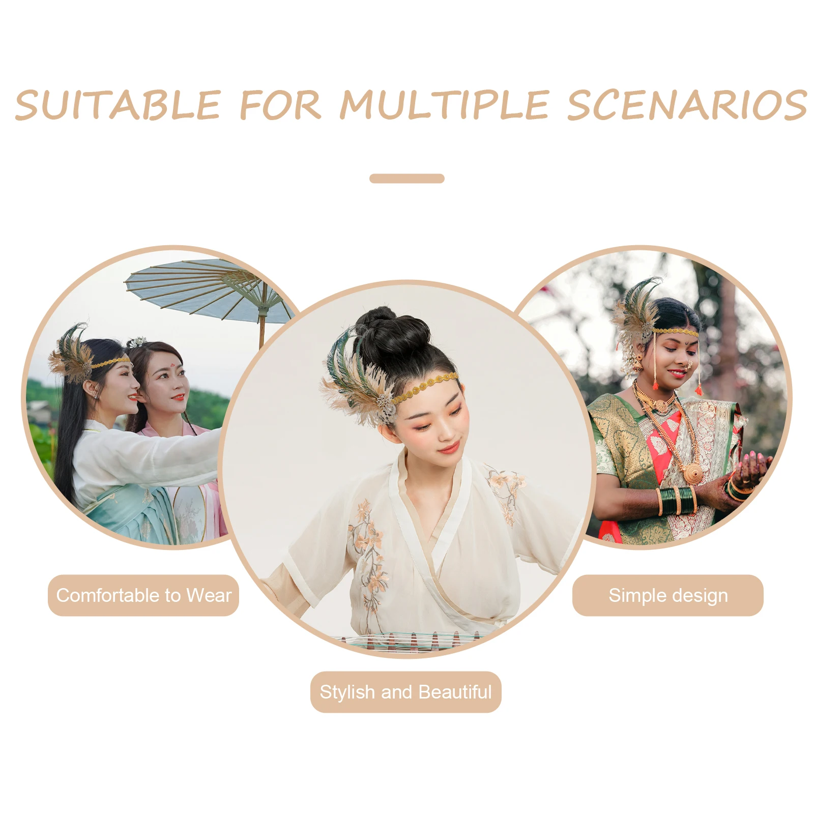 

Plume Headpiece Flapper Headband Women Costume Headwear Decorate Accessory Headdress Vintage Party Hat Sequin Plume