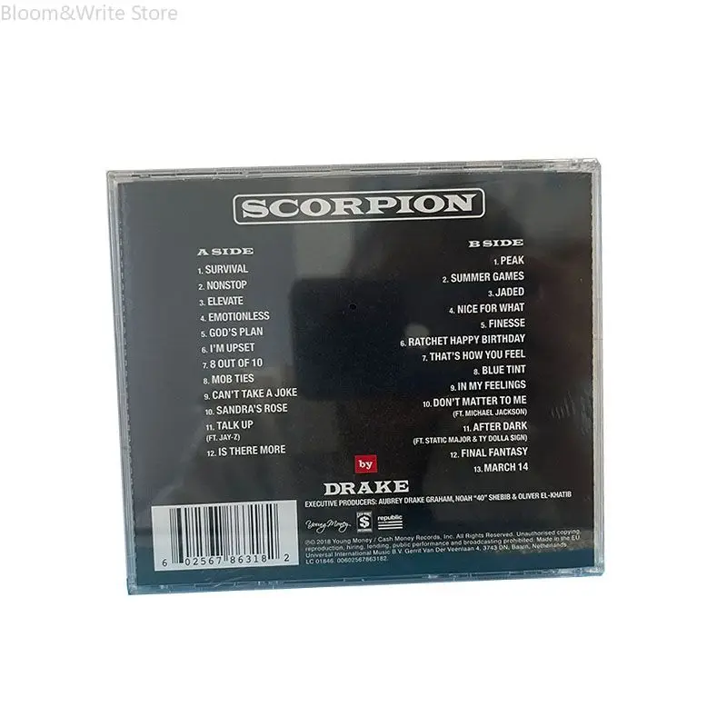 Famous Canadian Rappers Rap Drake Graham Music CD Scorpion Album  Compact Disc Car Walkman  Party Music Collection Gifts