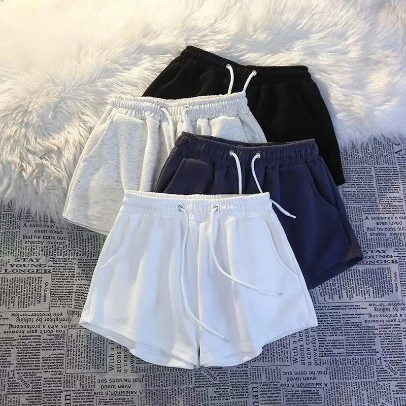 Cotton Drawstring Wide Leg Shorts for Women High Waist Loose Casual Jogging Shorts Y2K Summer Streetwear All Match Baggy Shorts