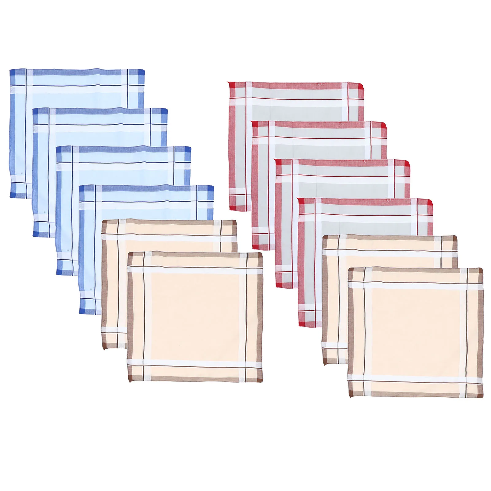 

12pcs Men'S Cotton Handkerchief Sweat-Absorbent Square Towel Lightweight Durable Portable For Wiping Glasses Nose Blow Spill