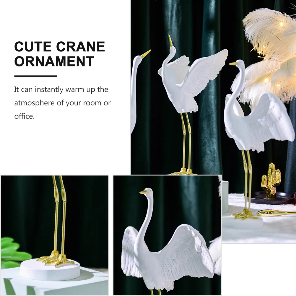 

1Pcs Crane Resin Ornament Elegant Creative Home Office Decorative Sculpture Living Room Stylish Red-Crowned Crane Decor