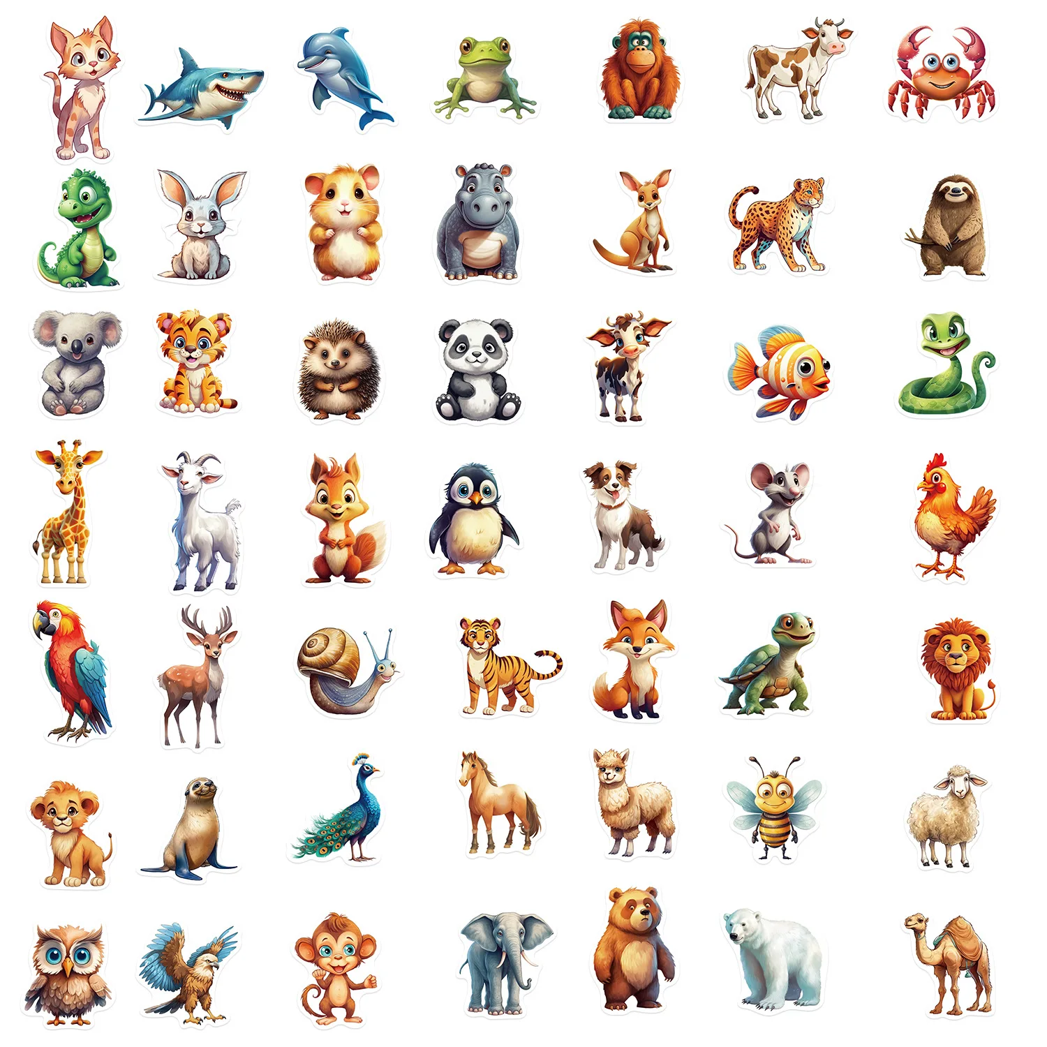 50/100PCS Cartoon Colorful Animal Graffiti Stickers Personalized Decoration Guitar Notebook Luggage DIY Waterproof