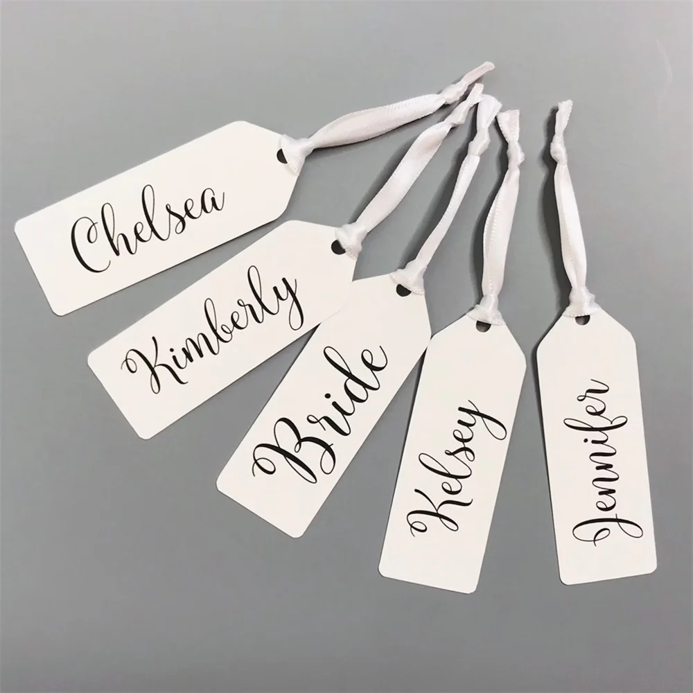 50PCS Custom Gift Tags - with Ribbon - Personalized Gift Tag - Custom Gift Tags - Bridal Party Gift Tags - Name Gift Tags - Wedd