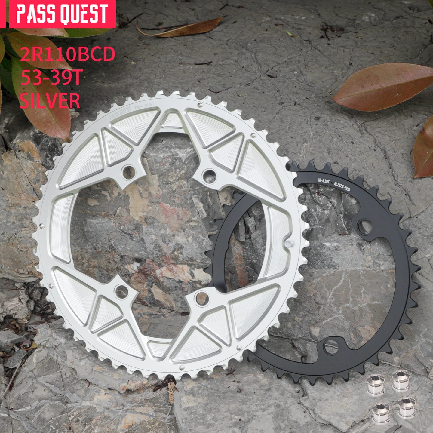 

PASS QUEST 110BCD Aluminum Bicycle Chainwheel Double Chainring Compatible with Shimano R Series Cranksets