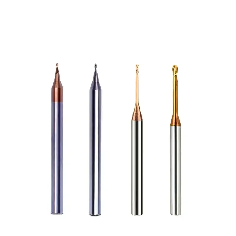 Pemotong Pengolahan Tulang Rusuk Pabrik Akhir Karbida Mikro CNC Leher Panjang Dalam Diameter Kecil 0.2 0.3 0.4 0.5 0.6 0.7 0.8 0.9Mm Pabrik Mini