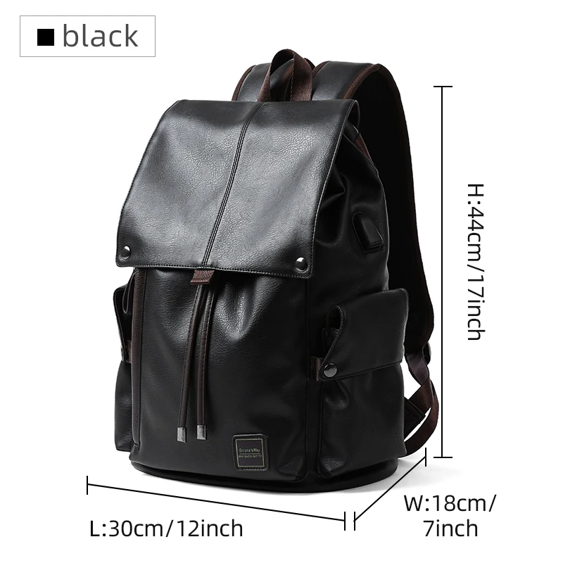 MOYYI Large Waterproof Flip Cover Travel Leather Backpack Men Women Teenagers College Student School Bag Casual Laptop Daypacks