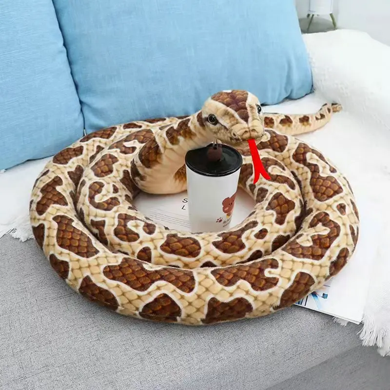 

200-300CM Giant Size Simulated Snake Plush Toy Boa Cobra Stuffed Plushie Pillow Children Boys Gift Home Decoration Present