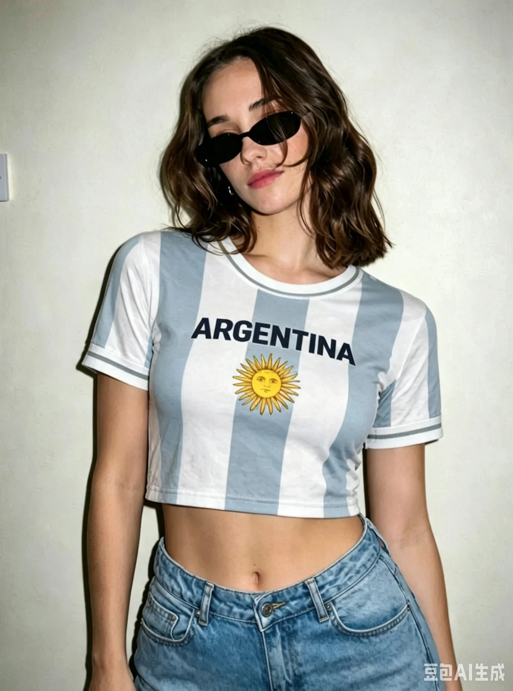 2026 MEN Women Cheerleaders Crop Sexy Y2k Top Argentina FLAG Soccer O-Neck Short Sleeve Jersey T-Shirt Tees Hip Hop T-Shirt view 6