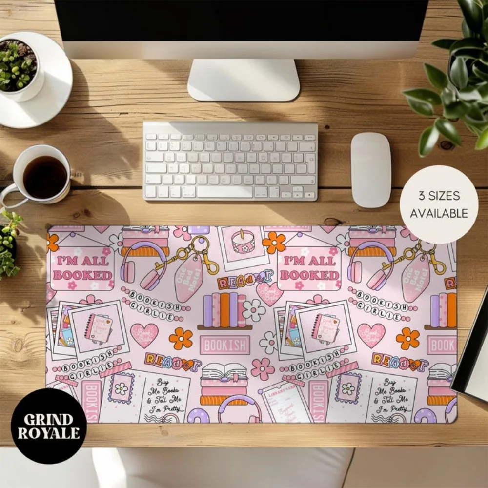 Alfombrilla de Escritorio Grande con Diseño de Libros para Chicas, Alfombrilla de Escritorio Bonita, Alfombrillas para Escritorio, Teclado Mecánico, Alfombrilla Grande para Ratón
