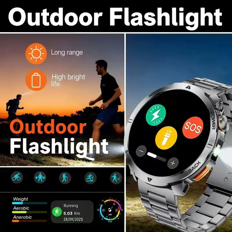 2026 New Military Smartwatch, 1000mAh Large Battery, Accurately Records Outdoor Exercise Steps, Best Men's Smartwatch Gift for S